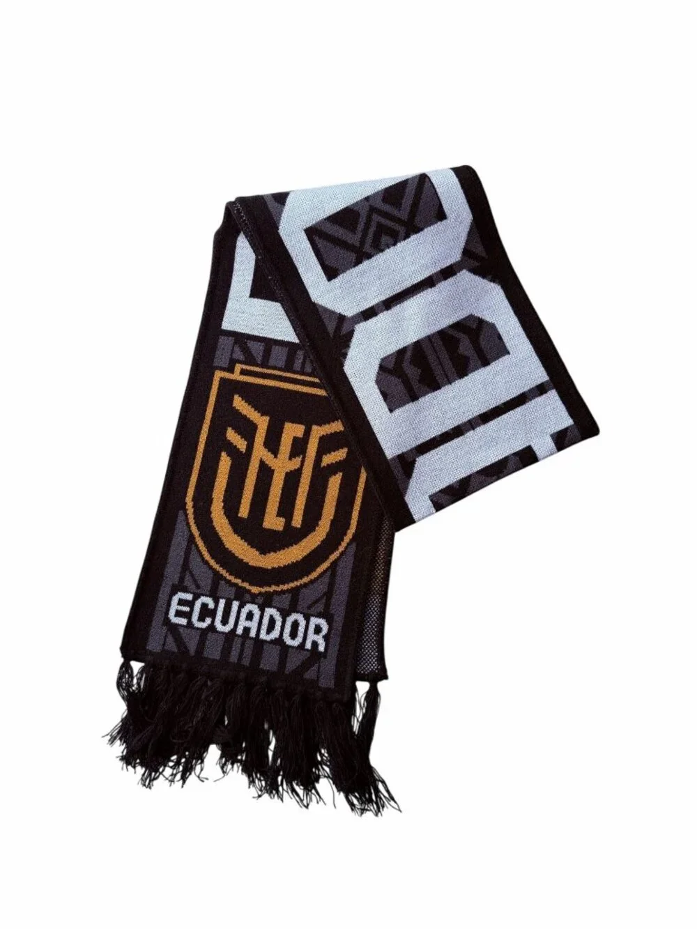 ✨Handmade Soft Wool Scarf Ecuador La Tri Soccer Fan Gray Geometric 1.56m*80cm